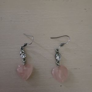 Real Rose Quartz earrings/silver